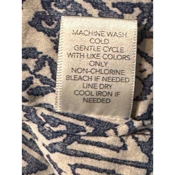 Christopher & Banks Shirt Button Up Blue/Beige Geometric Print Size Medium - Picture 6 of 7